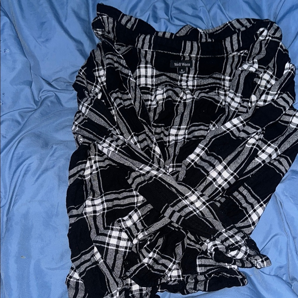 Well Worn Black and White Plaid Women's flannel